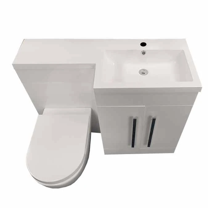 Lili 1100mm L Shape Bathroom Furniture Set - 2 Door - Gloss White 2 Lili 1100mm L Shape Bathroom Furniture Set - 2 Door - Gloss White - Image 2