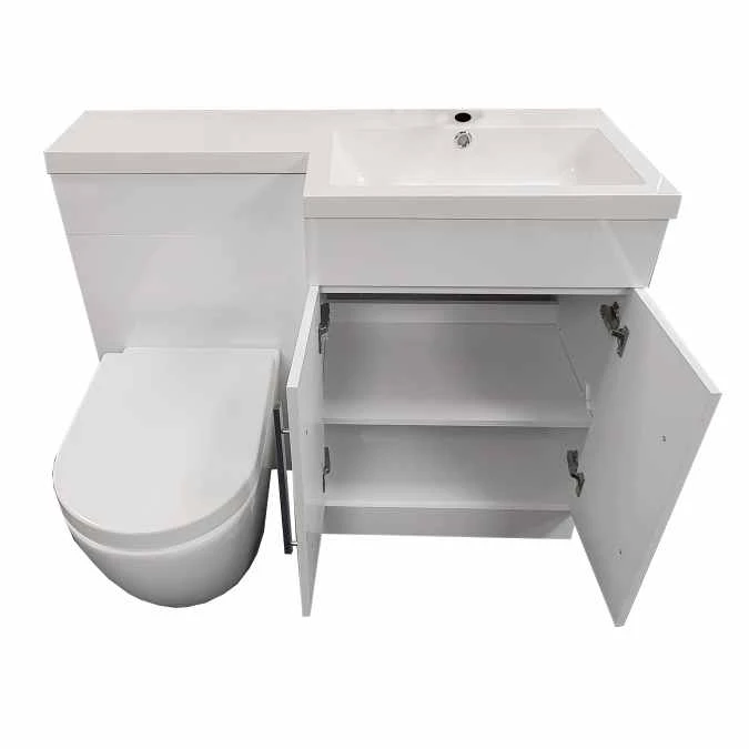 Lili 1100mm L Shape Bathroom Furniture Set - 2 Door - Gloss White 3 Lili 1100mm L Shape Bathroom Furniture Set - 2 Door - Gloss White - Image 3