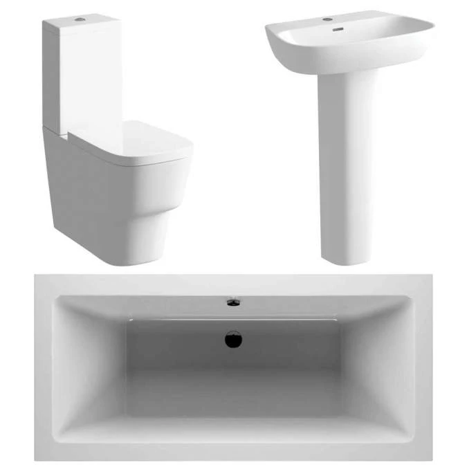 Allier Bathroom Suite, Basin, Toilet & Double Ended Bath 1700mm 1 Allier Bathroom Suite, Basin, Toilet & Double Ended Bath 1700mm