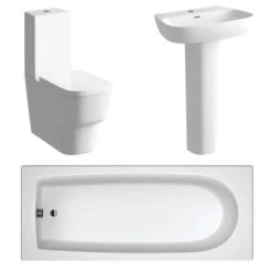 Allier Bathroom Suite, Basin, Close Coupled WC & 1700mm Bath