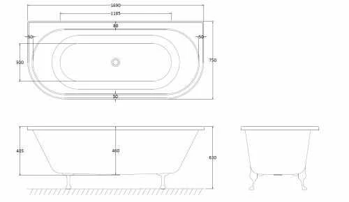 Bayswater Courtnell 1700mm Traditional Back To Wall Rolltop Bath 5 Bayswater Courtnell 1700mm Traditional Back To Wall Rolltop Bath - Image 5