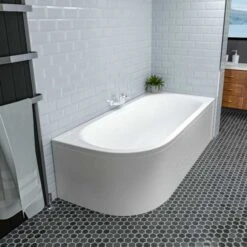Beaufort Biscay 1600 X 725 Double Ended J Shaped Bath - Right Hand