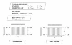 Cove Brushed Stainless Steel Single Sided 600 X 413mm Designer Radiator - DQ Heating 5 Cove Brushed Stainless Steel Single Sided 600 X 413mm Designer Radiator - DQ Heating -Abacus Store Cove horizontal tech Image 2