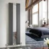 DQ Cove Mirror 1800 X 382 Vertical Radiator Anthracite Texture