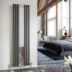 DQ Cove Mirror 1800 X 500 Vertical Radiator Anthracite Texture