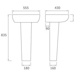 Saxony 4 Piece Toilet & Basin Set 8 Saxony 4 Piece Toilet & Basin Set -Abacus Store RDBS1825 tech 1
