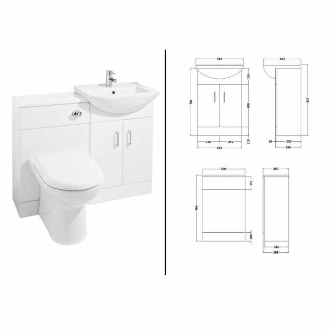 Classic White Gloss Bathroom Furniture Pack Inc Cistern, Toilet Pan, Seat & Basin - Nuie 7 Classic White Gloss Bathroom Furniture Pack Inc Cistern, Toilet Pan, Seat & Basin - Nuie - Image 7