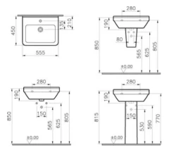 VitrA S50 Square 4 Piece Toilet & Basin Set 14 VitrA S50 Square 4 Piece Toilet & Basin Set -Abacus Store Vitra S50 550mm Square Washbasin Specification