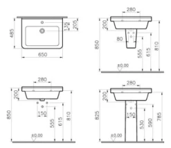 VitrA S50 Square 4 Piece Toilet & Basin Set 16 VitrA S50 Square 4 Piece Toilet & Basin Set -Abacus Store Vitra S50 650mm Square Washbasin Specification
