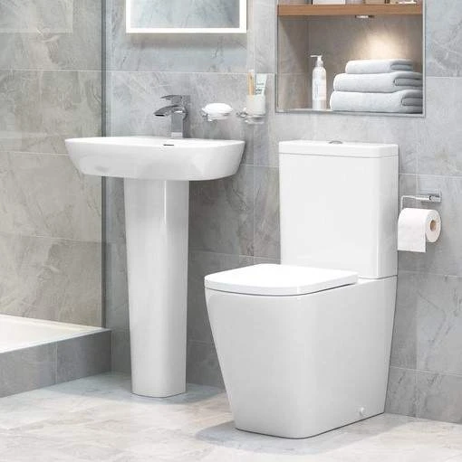 Ankam 4 Piece Set, Rimless Comfort Height Toilet & Basin 1 Ankam 4 Piece Set, Rimless Comfort Height Toilet & Basin