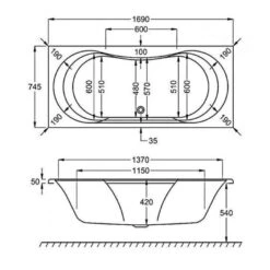 Carron Arc 1700 X 750 Double Ended Bath - 5mm -Abacus Store carron arc de bath 1700x750 tech