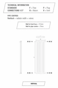 DQ Cassius 1800 X 510 Vertical Radiator White -Abacus Store cassius vertical tech 4