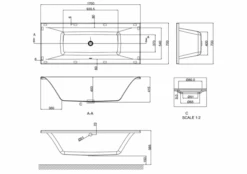 ClearGreen Enviro 1700 X 700mm Double Ended Square Reinforced Bath -Abacus Store drawings BSA1701HR1