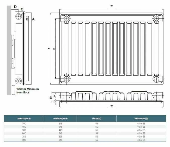 500 X 1000 Type 11 Single Panel Radiator, 3566BTU - Kompact 2 500 X 1000 Type 11 Single Panel Radiator, 3566BTU - Kompact - Image 2