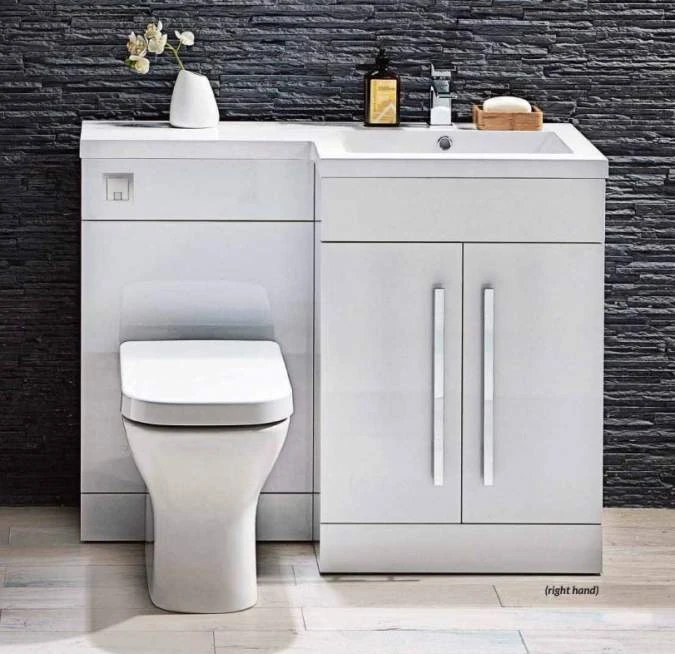 Lili 1100mm L Shape Bathroom Furniture Set - 2 Door - Gloss White 5 Lili 1100mm L Shape Bathroom Furniture Set - 2 Door - Gloss White - Image 5