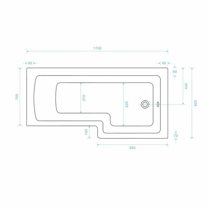Tissino Lorenzo Reinforced Shower Bath RH - 1700 X 700mm 5 Tissino Lorenzo Reinforced Shower Bath RH - 1700 X 700mm - Image 5