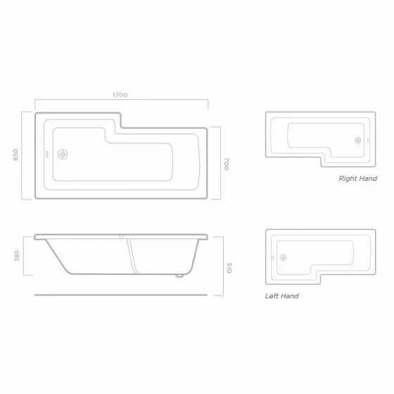 Tissino Lorenzo Reinforced Shower Bath RH - 1700 X 700mm 7 Tissino Lorenzo Reinforced Shower Bath RH - 1700 X 700mm - Image 7