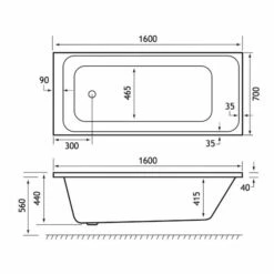 Beaufort Malin 1600 X 700 Beauforte Reinforced Bath 6 Beaufort Malin 1600 X 700 Beauforte Reinforced Bath -Abacus Store malin se 1600x700 tech 1
