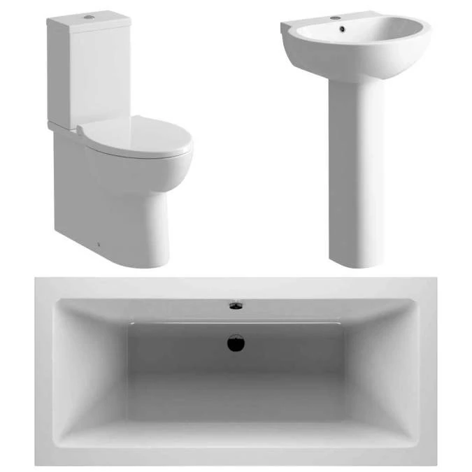 Muscovy Bathroom Suite, Basin, Close Close Toilet & Double Ended Bath 1700mm 1 Muscovy Bathroom Suite, Basin, Close Close Toilet & Double Ended Bath 1700mm
