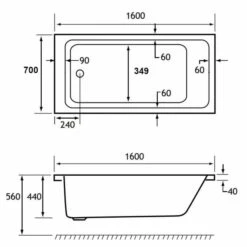 Beaufort Portland 1600 X 700 Single Ended Bath -Abacus Store portland se tech 1600x700 1