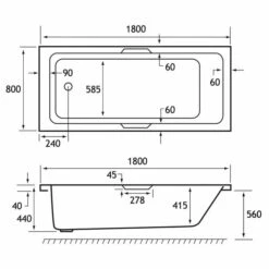 Beaufort Portland 1800 X 800 Single Ended Bath With Grips 5 Beaufort Portland 1800 X 800 Single Ended Bath With Grips -Abacus Store portland se tg 1800x800 tech