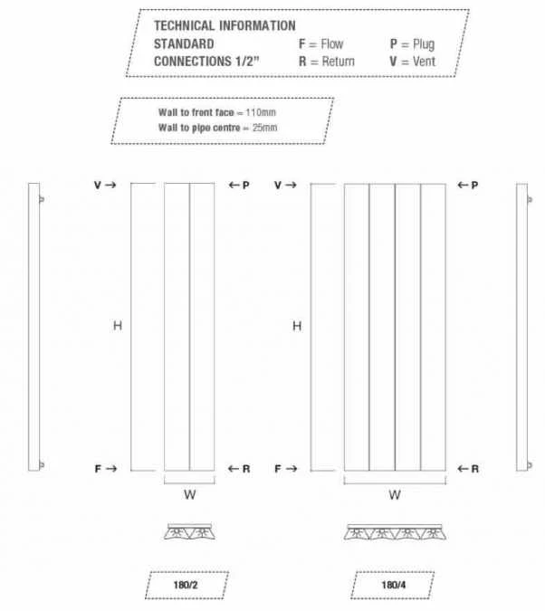 DQ Ruvo 1800 X 315 Matt White Aluminium Vertical Radiator 4 DQ Ruvo 1800 X 315 Matt White Aluminium Vertical Radiator - Image 4