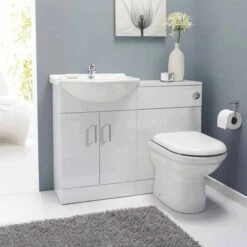 Classic White Gloss Bathroom Furniture Pack Inc Cistern, Toilet Pan, Seat & Basin - Nuie 12 Classic White Gloss Bathroom Furniture Pack Inc Cistern, Toilet Pan, Seat & Basin - Nuie -Abacus Store sat001