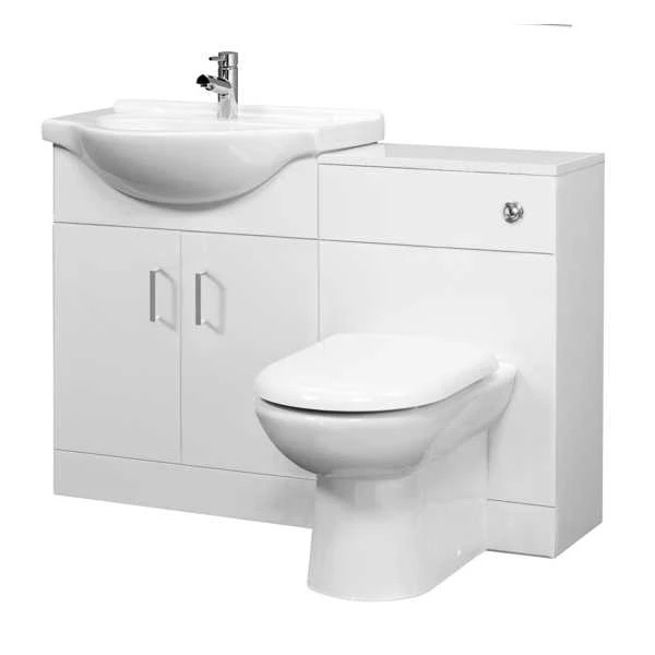 Classic White Gloss Bathroom Furniture Pack Inc Cistern, Toilet Pan, Seat & Basin - Nuie 1 Classic White Gloss Bathroom Furniture Pack Inc Cistern, Toilet Pan, Seat & Basin - Nuie