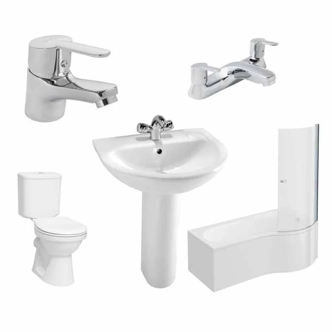 Vitra & Sommer 1675mm P Shape Shower Bath Complete Suite 1 Vitra & Sommer 1675mm P Shape Shower Bath Complete Suite