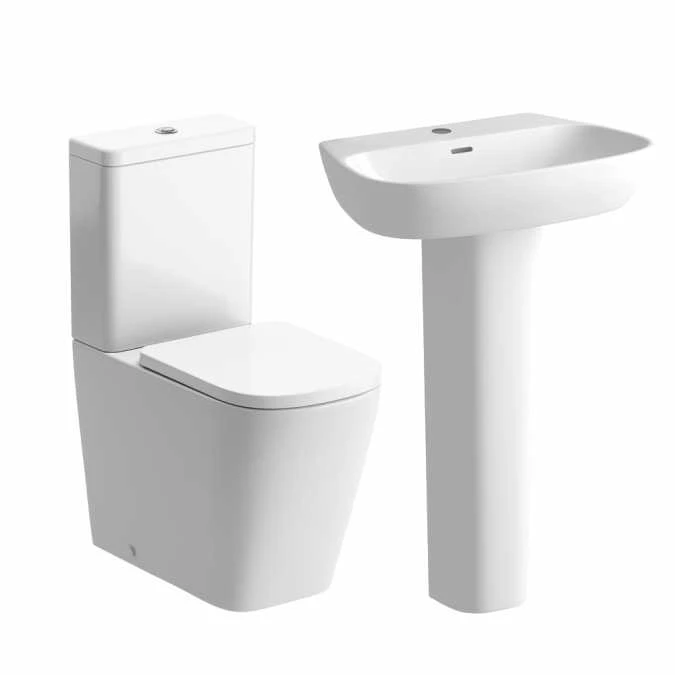 Ankam Rimless 4 Piece Toilet & Basin Set 1 Ankam Rimless 4 Piece Toilet & Basin Set