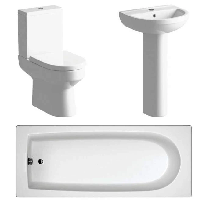 Whistle Bathroom Suite, 500mm Basin, WC & Bath 1700mm 1 Whistle Bathroom Suite, 500mm Basin, WC & Bath 1700mm